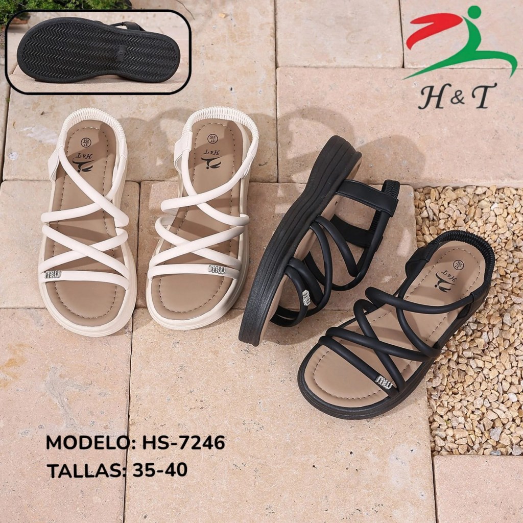 Sandalia de Dama con Tiras Cruzadas y Estilo Elegante / HS-7246