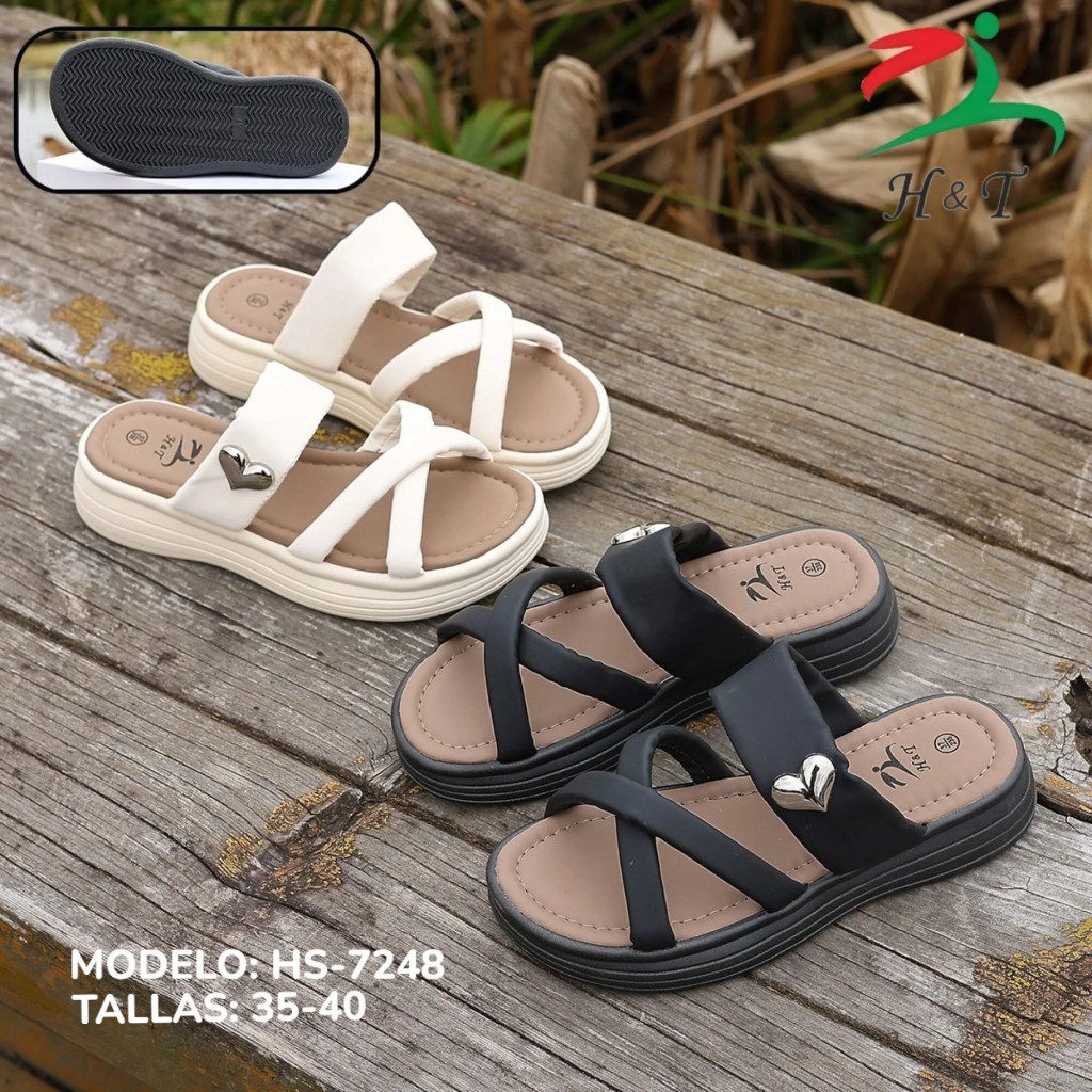 Sandalia de Dama con Detalle de Corazón y Estilo Casual / HS-7248