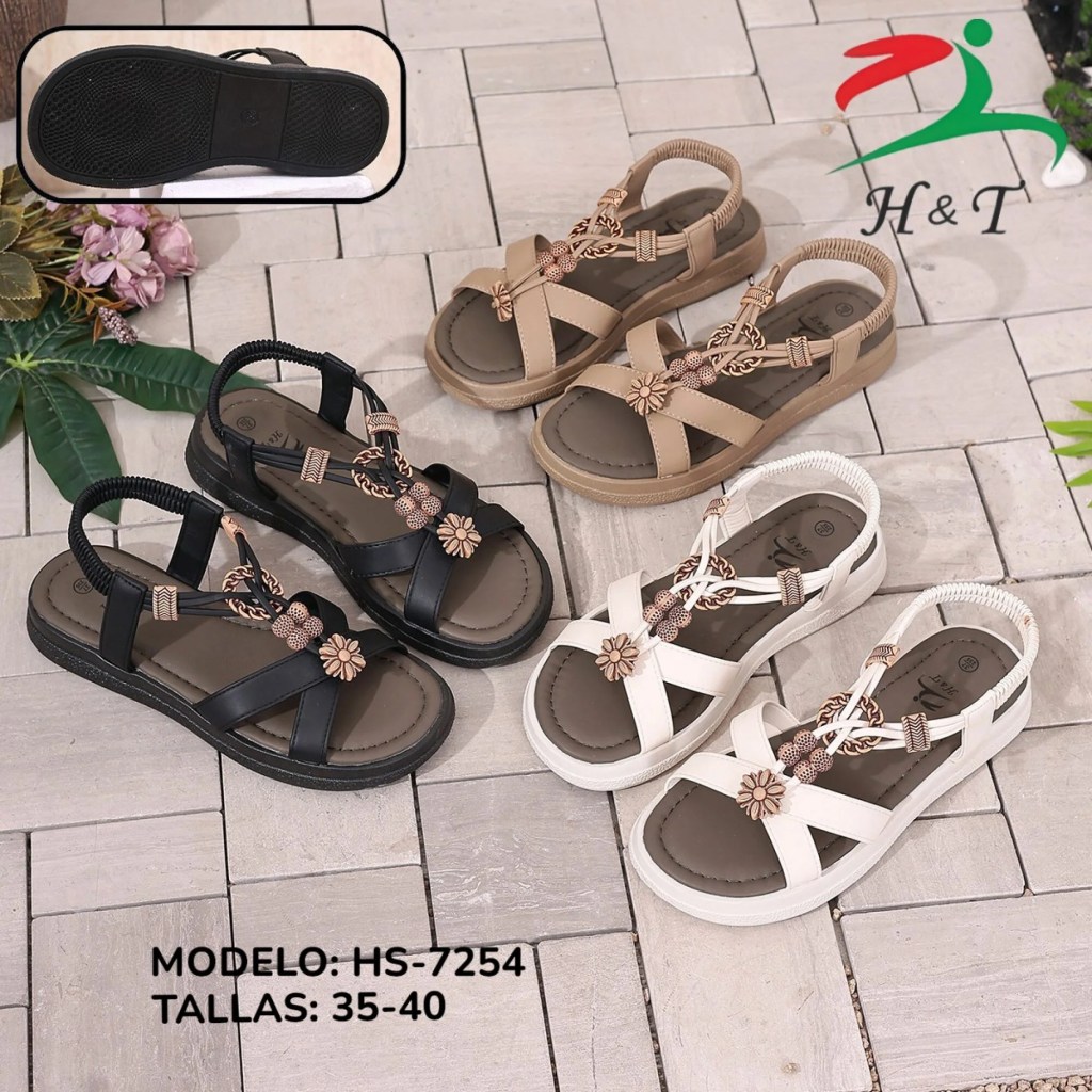 Sandalia de Dama con Diseño Floral y Estilo Sofisticado / HS-7254