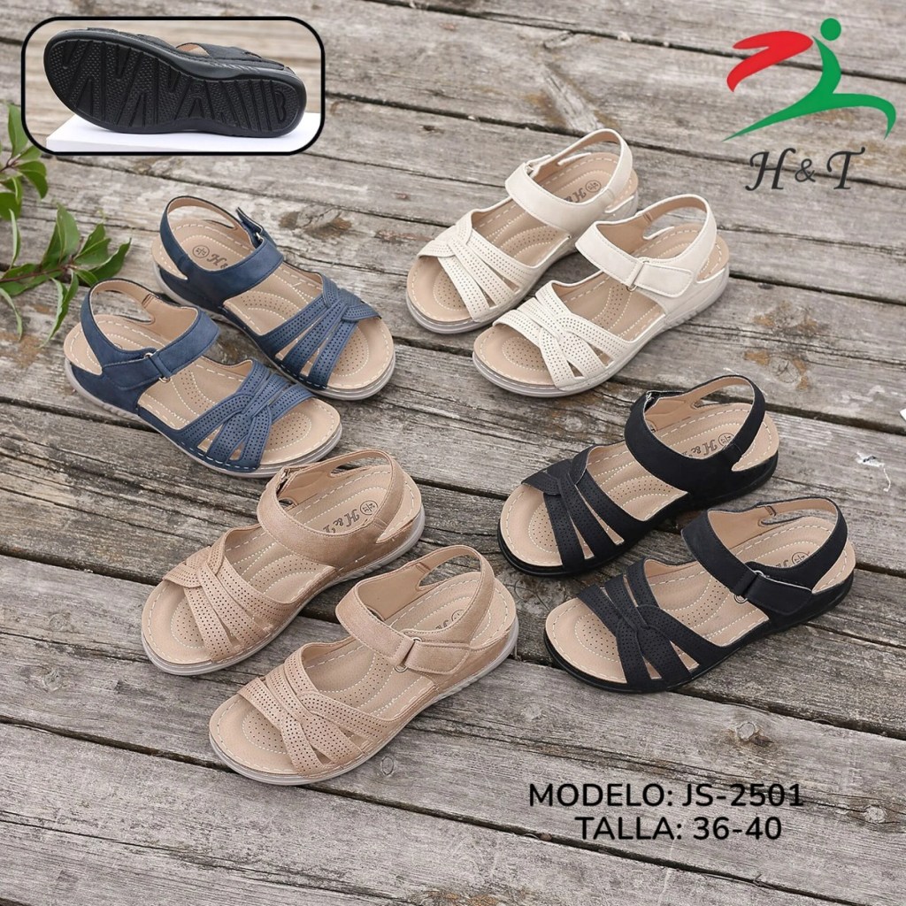 Sandalia Casual para Dama con Ajuste de Velcro / JS-2501