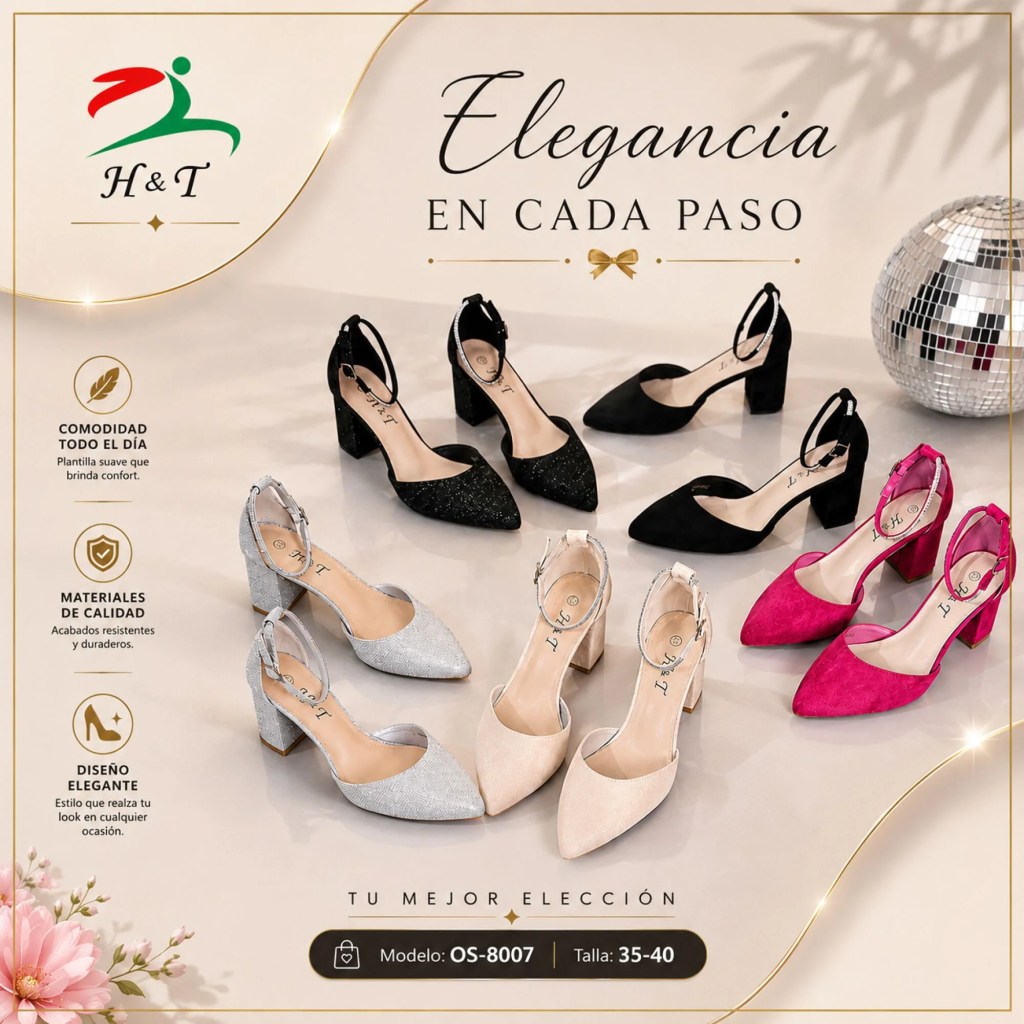 Zapatillas de Tacón Elegantes para Mujer con Pulsera al Tobillo / OS-8007