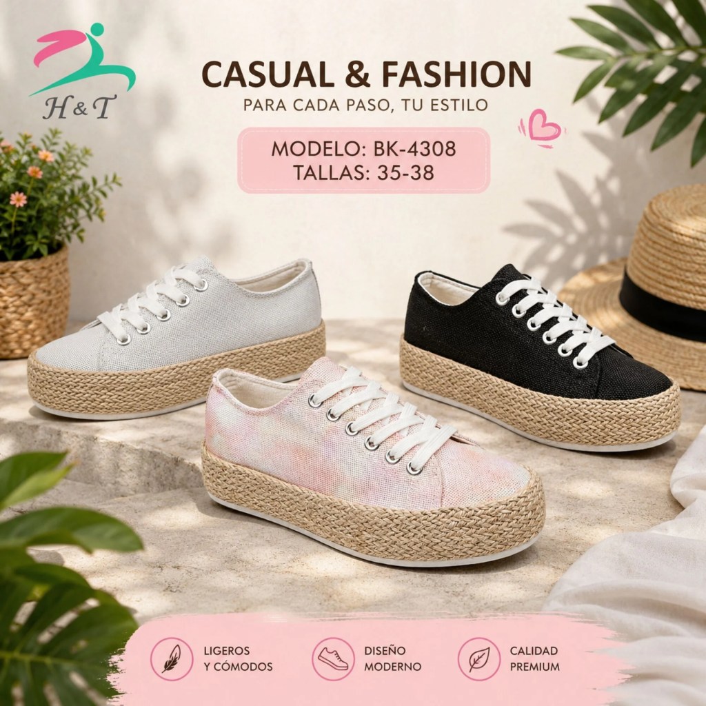 Calzado Casual de Plataforma de Tela para Mujer / BK-4308
