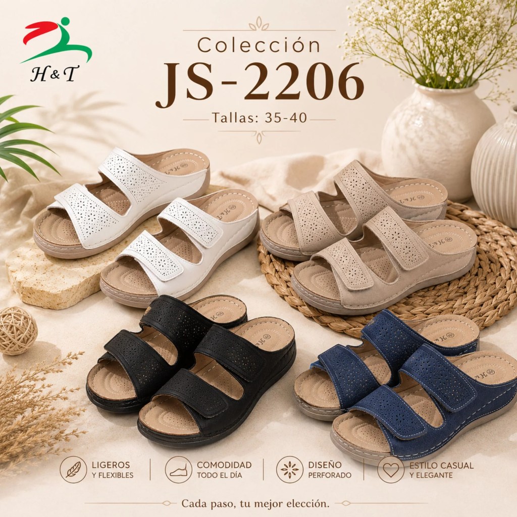 Sandalia Confort para Mujer con Doble Velcro / JS-2206