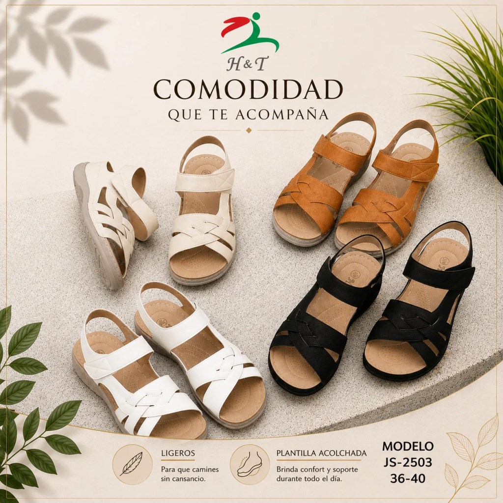 Sandalia de Dama con Plantilla Acolchada y Máximo Confort / JS-2503