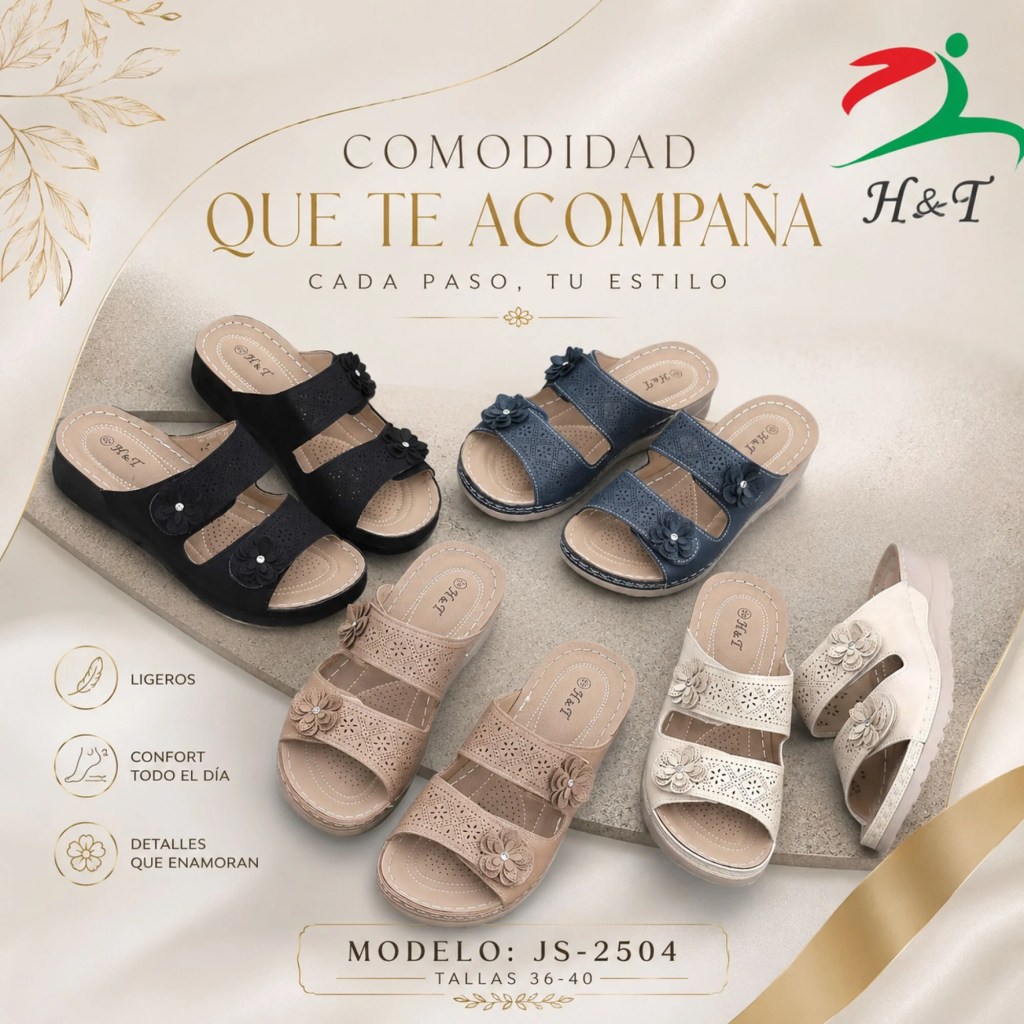 Sandalia de Dama con Plataforma Cómoda y Diseño Floral / JS-2504