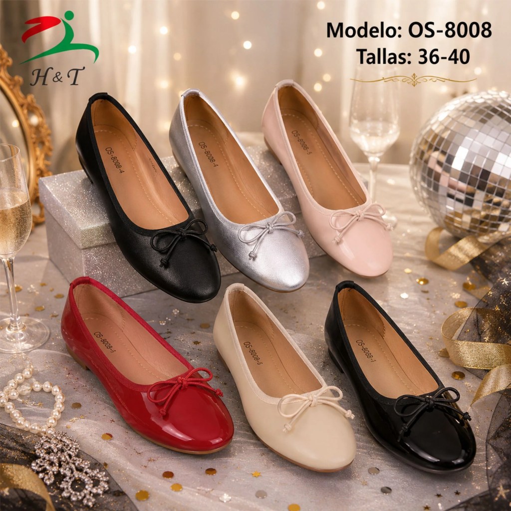 Balerinas de Moda con Punta Redonda y Lazo / OS-8008