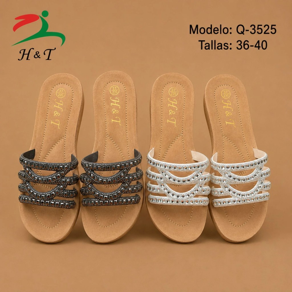 Sandalia Confort para Mujer con Pedrería / Q-3525