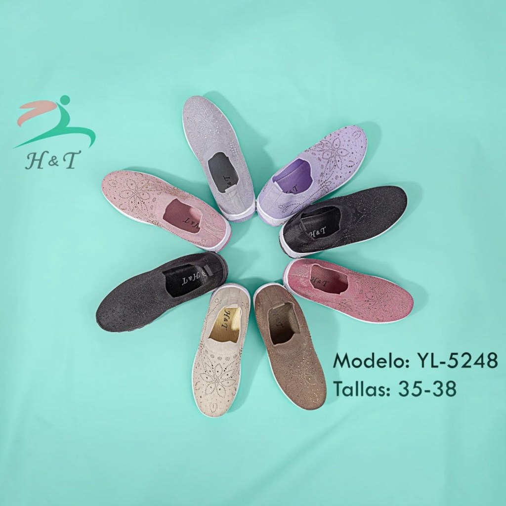 Tenis Slip-On para Mujer con Piedrecitas Diseño Floral / YL-5248