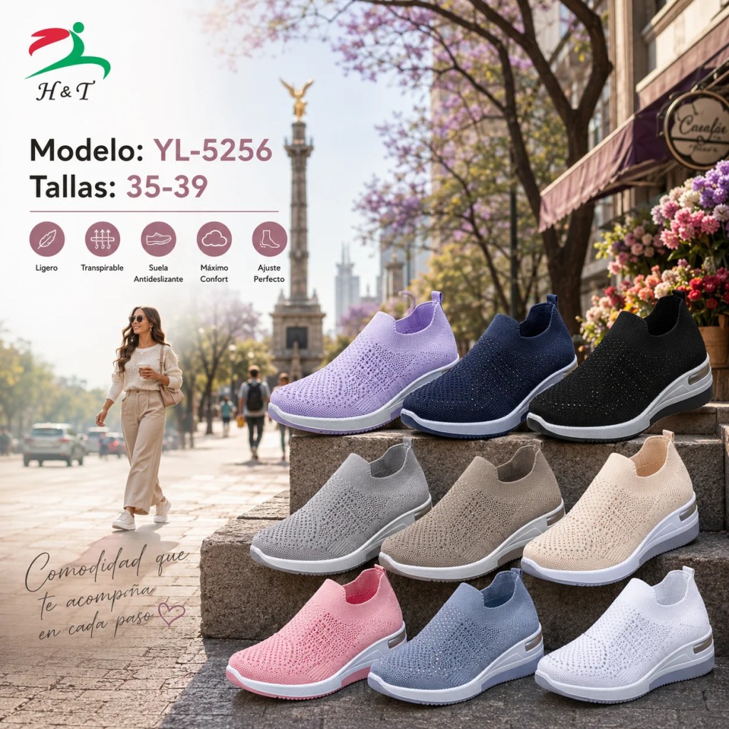 Tenis Casual sin Agujetas para Mujer / YL-5256
