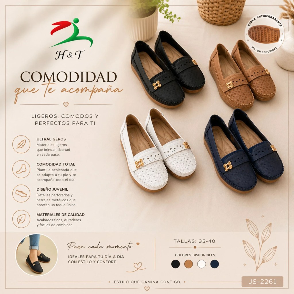 Mocasín Casual con Herraje Metálico para Mujer / JS-2261