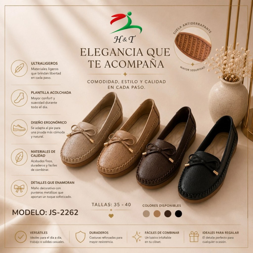 Mocasín Casual Confort Diseño Lacito para Mujer / JS-2262