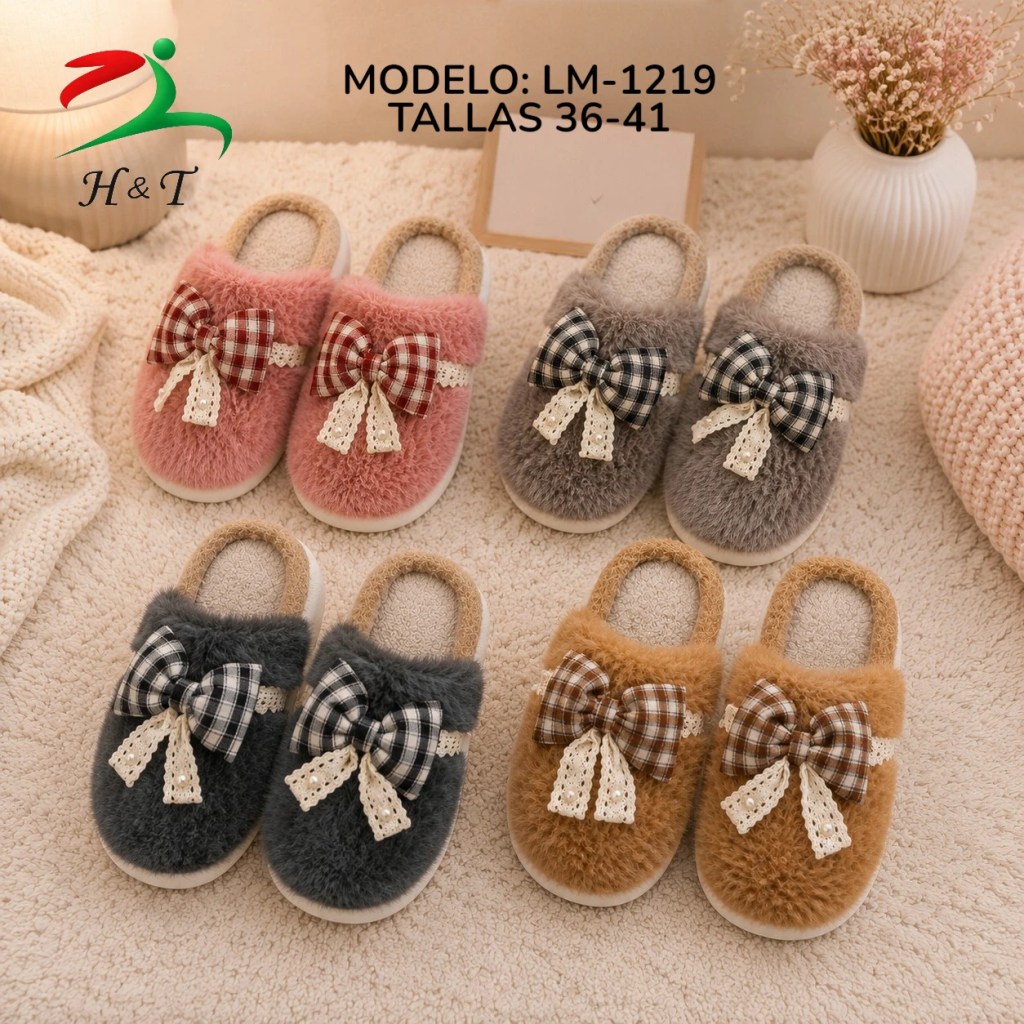 Pantufla Acolchada con Lacito de Adorno / LM-1219