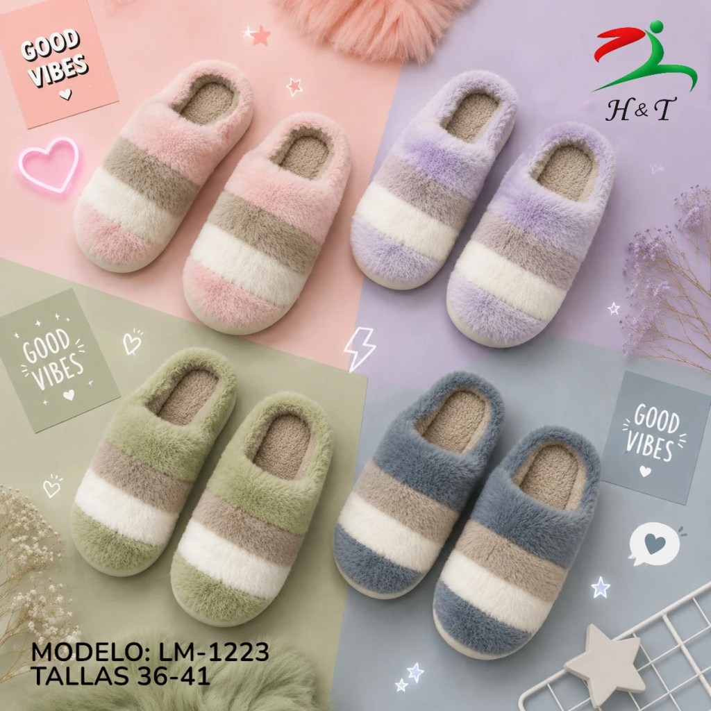 Pantufla Suave con Diseño de Franjas / LM-1223